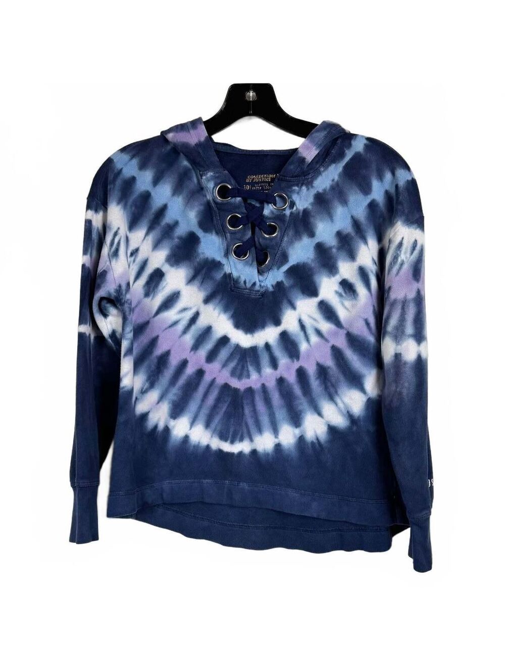 Justice Blue Tie-Dye Hoodie Girl's Size 10